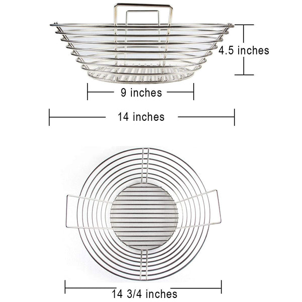 Mydracas Lump Charcoal Fire Basket with Divider Big Green Egg Accessories,Stainless Steel Grill Ash Baskets for The Large Big Green Egg,Kamado Joe Classic - mydracas